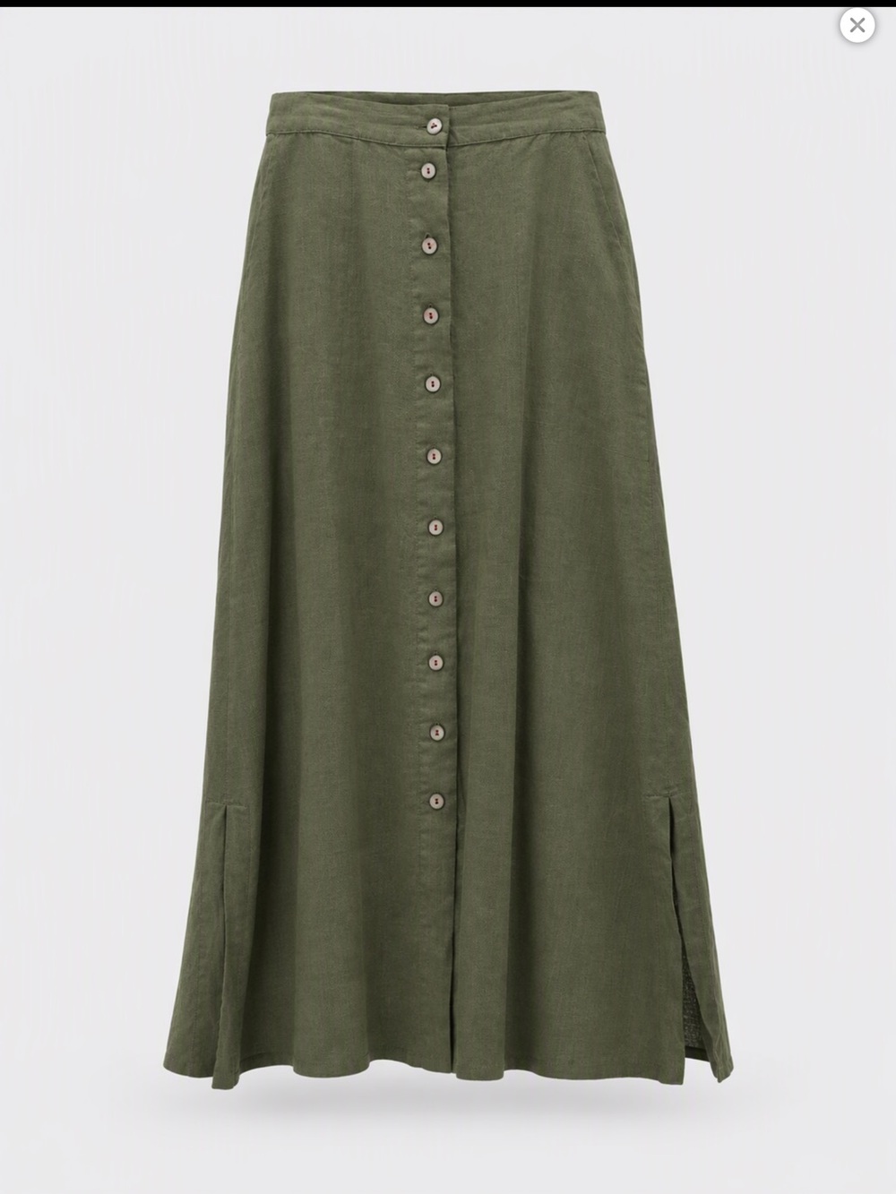 d&b Explorer Collection Linen Button-Front Olive Green Maxi Skirt